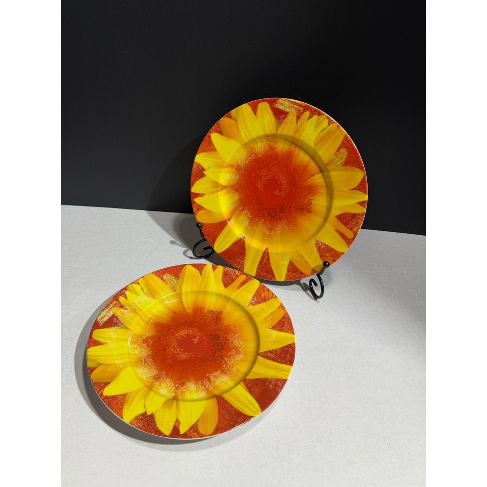 Waechtersbach Germany Sunflower Salad Dessert Plates Set of 2 Yellow Orange
